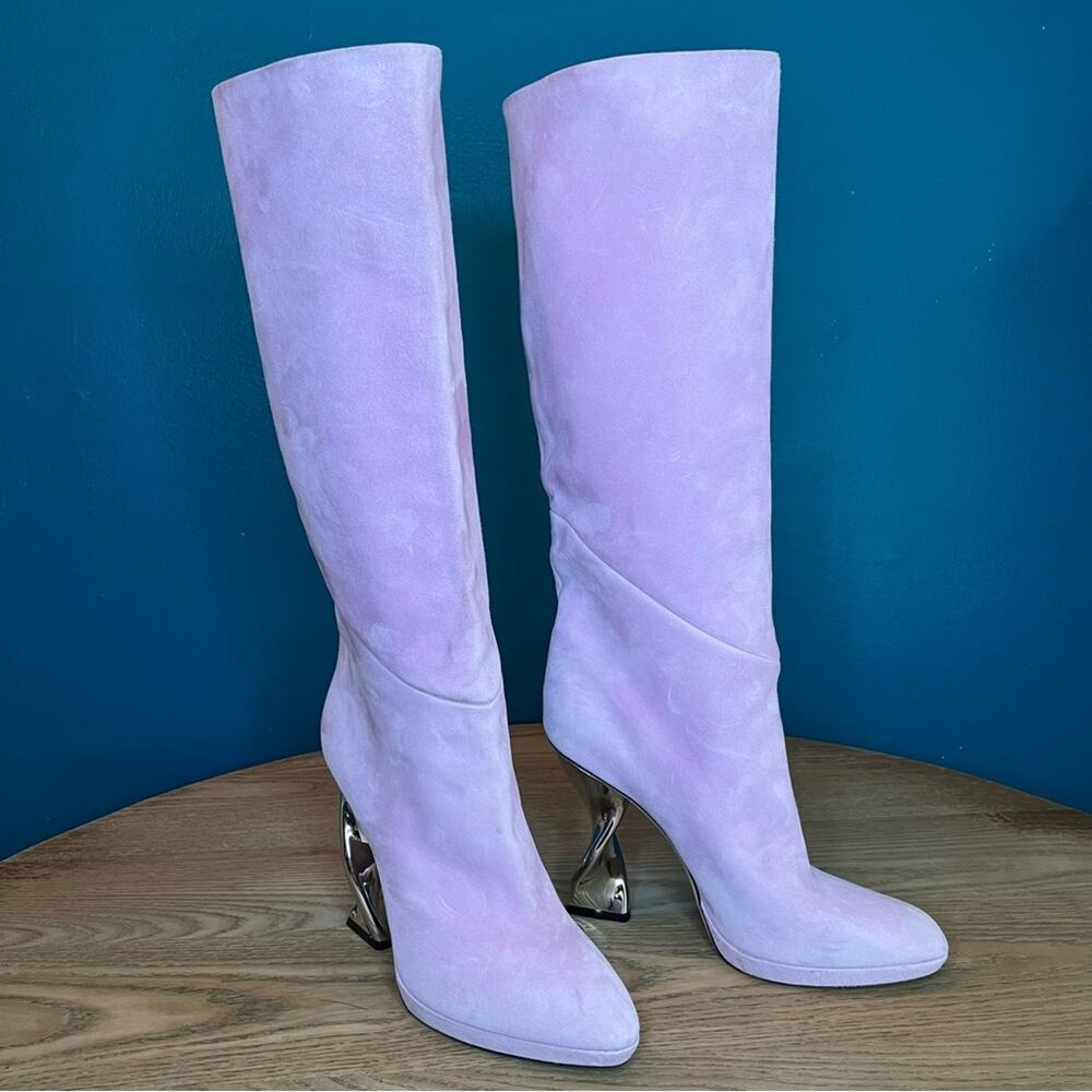 Brandon Maxwell Suede Structural Mirror Heel Knee High Boots Women’s Size 40/10